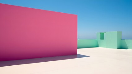 Minimalist Architecture with Contrasting Colors and Ocean View
