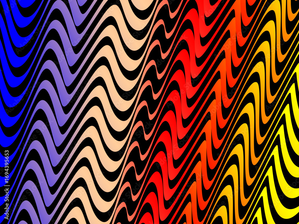 Fototapete the wave pattern background is a vertical wavy line pattern with bright neon color gradations, creat