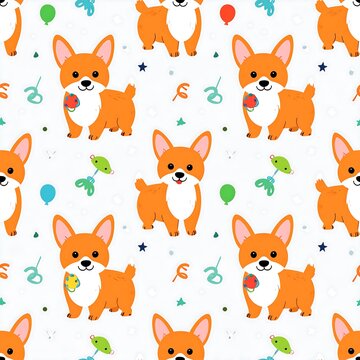 Cute corgi pattern on white background
