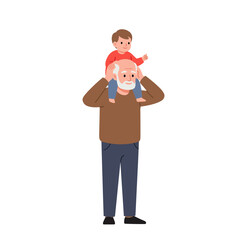 Grandfather carrying his grandson on his shoulders.