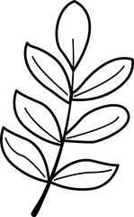 Botanical Tropical Leaf outline hand drawn