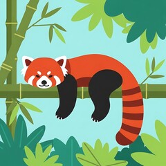 Sleeping Red Panda Bamboo Forest.