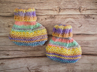 hand knit baby booties example of knitting