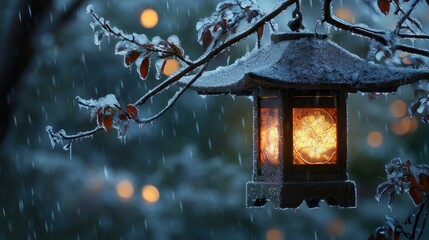 Snowy Lantern Glow - A Winters Night Illumination.