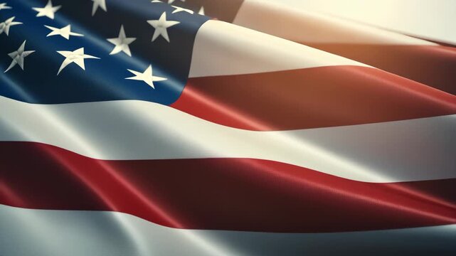 Flowing fabric displays a national flag with stars and stripes, symbolizing patriotism and cultural heritage during a sunny day - Powered by Adobe