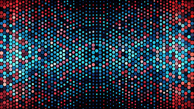 Abstract geometric pattern of colorful glowing dots creating a vibrant psychedelic and futuristic digital art background - Powered by Adobe