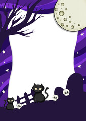 Spooky Cats in Haunted Graveyard Background 