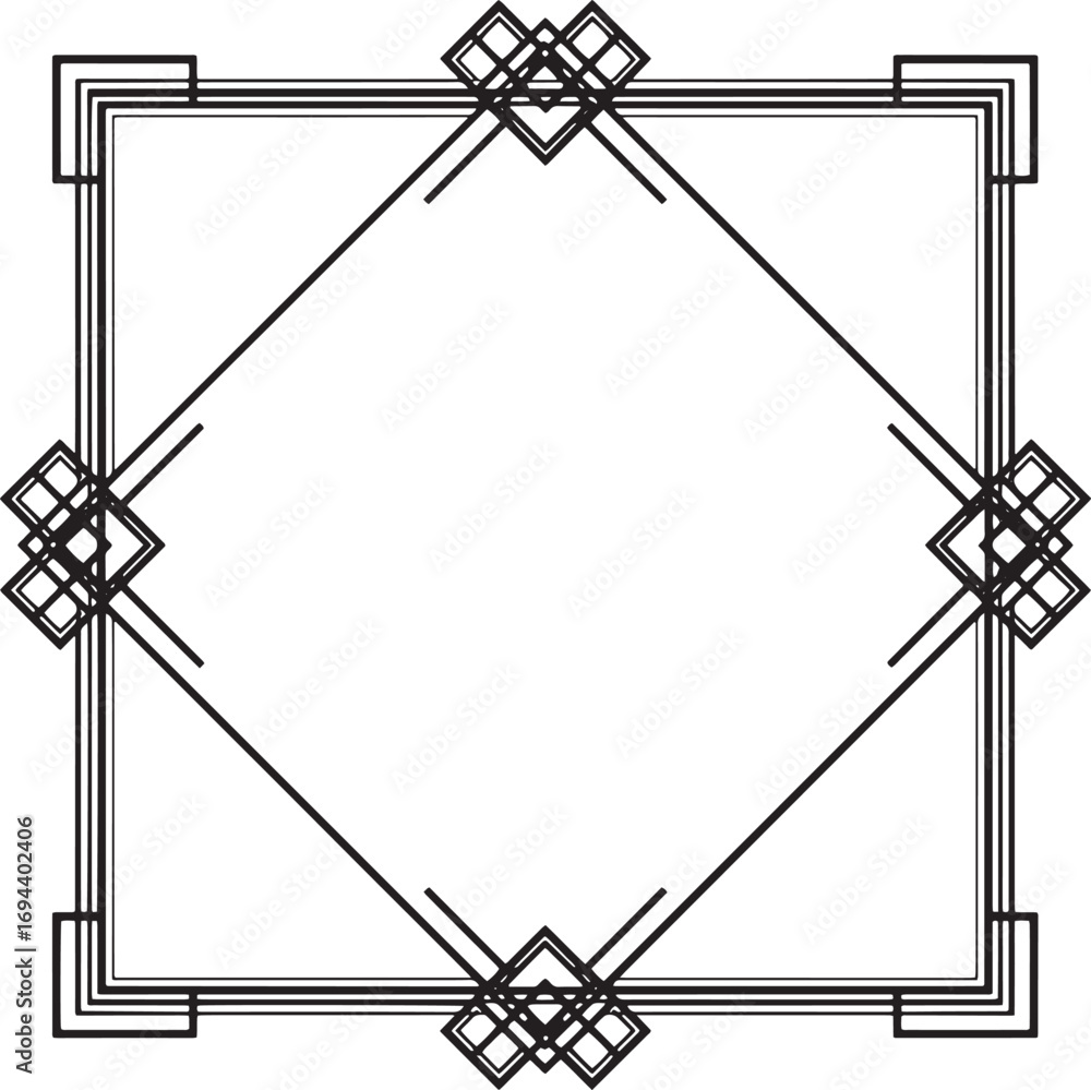 Poster vector art of elegant art deco frame with geometric pattern design