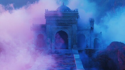 Mystical Ancient Structure in a Smoky Haze.