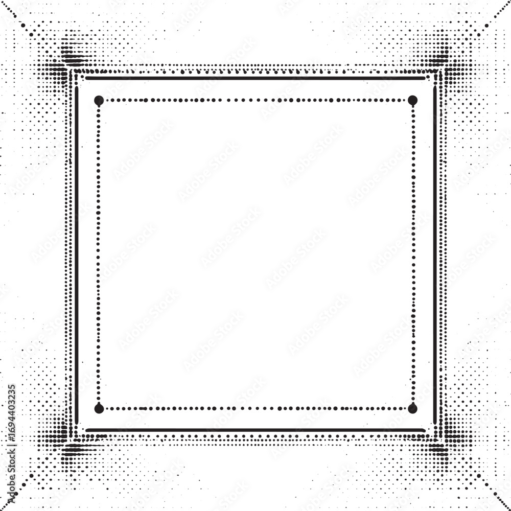 Poster vector art of simple square frame with dotted border