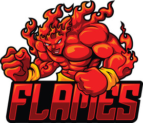 RED MAN FLAMES CONCEPT LOGO