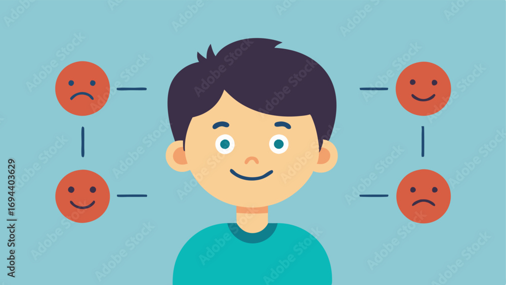 Poster emotion chart a simple chart showcasing various emotions with expressive facial illustrations design