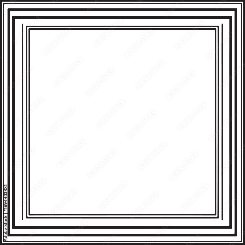 Poster vector art of square black frame with three borders