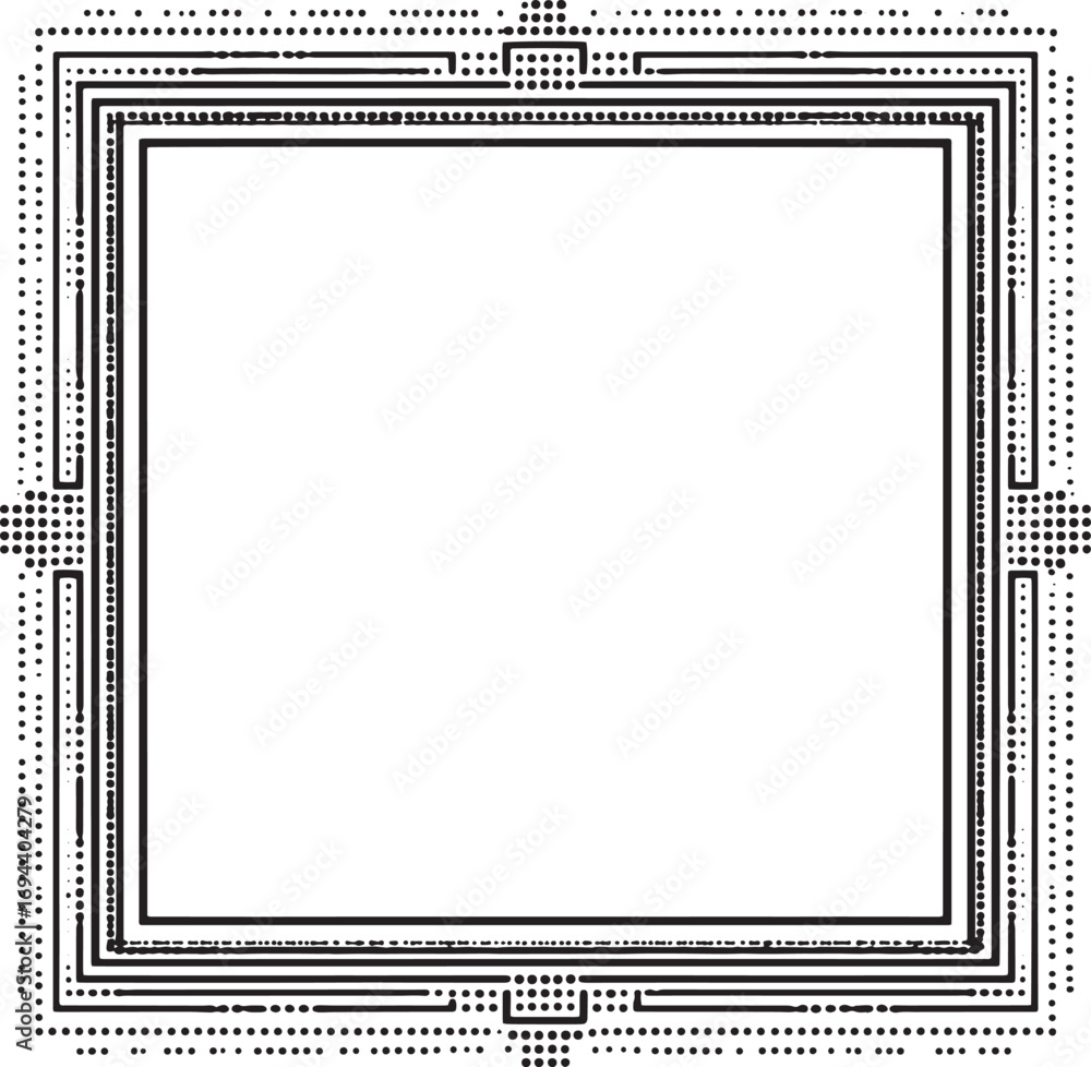 Poster vector art of ornate square frame with intricate detailing