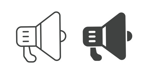 Megaphone icon. Line and glyph solid icon. Editable stroke and Perfect pixel isolated on white background. Vector illustration