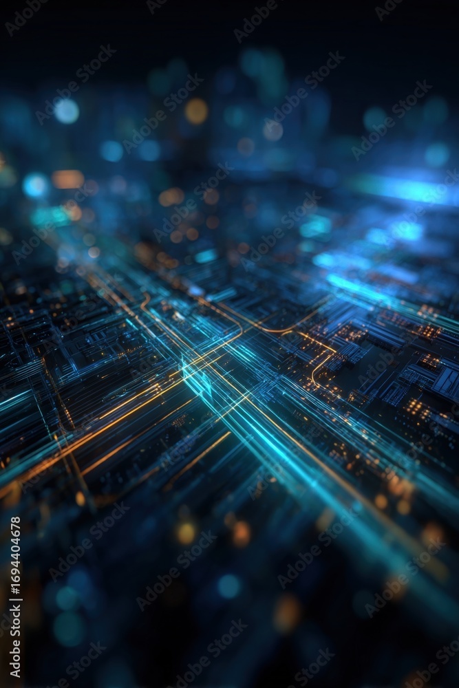 Poster abstract technology background with interconnected network, data transmission and futuristic design 