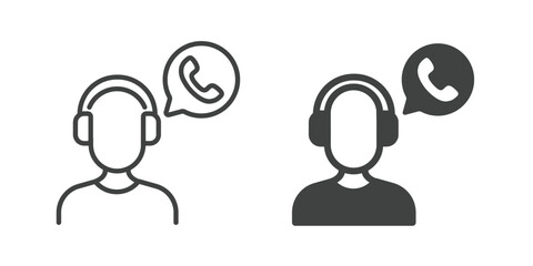 Customer support icon. Line and glyph solid icon. Editable stroke and Perfect pixel isolated on white background. Vector illustration