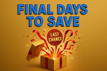 Fototapeta premium FINAL DAYS TO SAVE and LAST CHANCE offer banner, festive style, vibrant retail promotion for last-minute shoppers.
