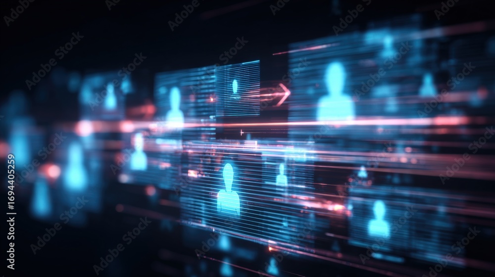 Aufkleber abstract digital network illustration representing data flow and connectivity between people in a vi
