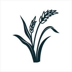 Minimalist Barley Stalk Vector Illustration on White Ancient Spring Festival Sprouting barley stalk in fresh lime green minimalist curved leaves