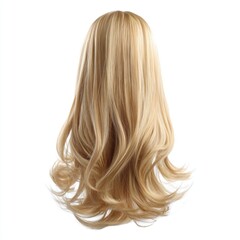 Naklejka premium This blonde wig features long, straight, and shiny strands with beautiful wavy sections, perfect for various styles and occasions