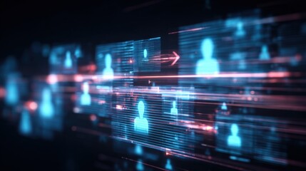 Abstract Digital Network Illustration Representing Data Flow and Connectivity Between People in a Virtual Space
