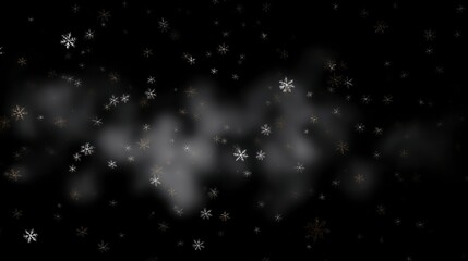 Fototapeta premium Smoke with snow particles on black background