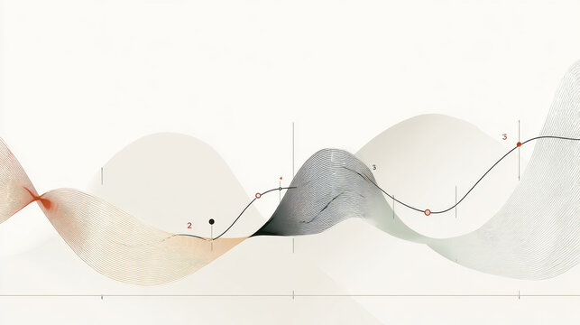 This abstract graph illustrates business planning and the impact of digital trends and tariffs.