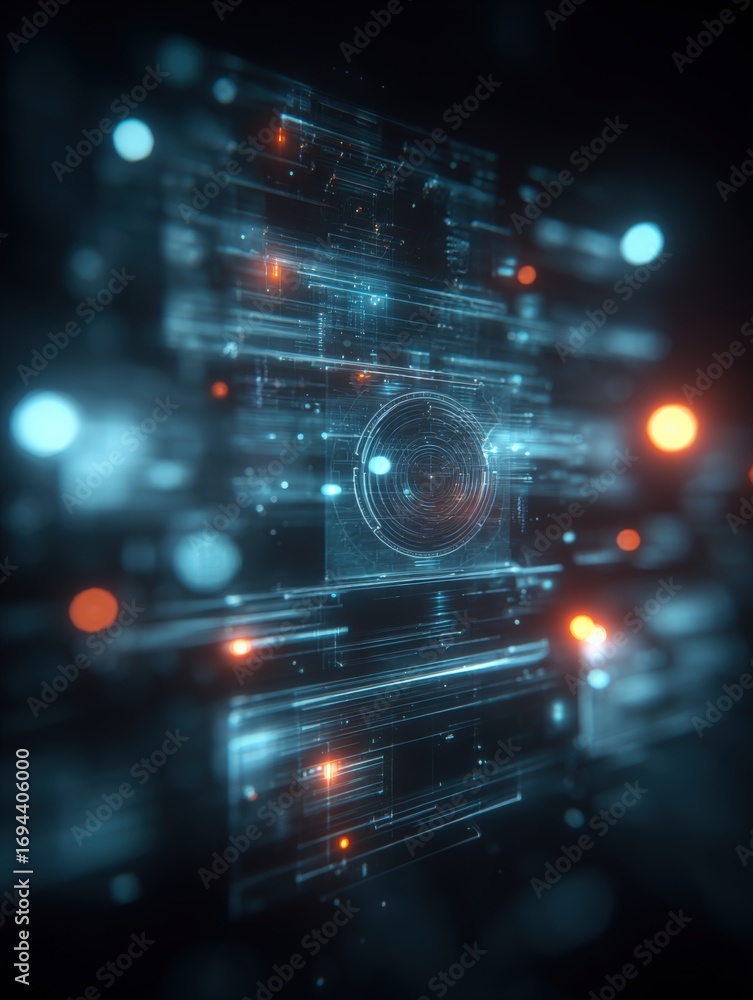 Aufkleber abstract technology background with futuristic data stream and glowing lights for digital innovation