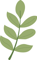 Tropical Leaves Botanical Elements Flat Style in Natural Pastel