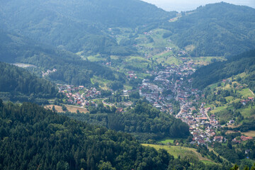 View from Karlsruher Grat overlooking a village in the valley