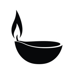 Diya lamp flame silhouette for diwali hindu festival celebration and cultural events vector