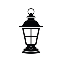 Obraz premium Classic outdoor lantern silhouette illuminated evening ambiance light fixture vector