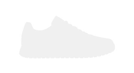 A plain, white, side view of a running shoe.