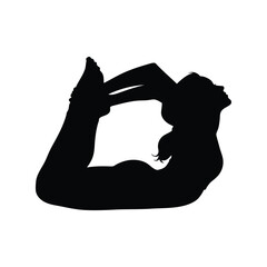 Silhouette woman practicing yoga bow pose dhanurasana fitness healthy lifestyle active vector