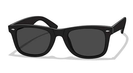 Fototapeta premium Classic black sunglasses, square frame, dark lenses, isolated on white.