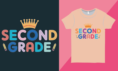 Second Grade Crown &amp, Pencil Graphic Tee, Fun Second Grade Design, Vibrant Second Grade Shirt