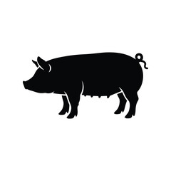 Domestic pig silhouette side view farm animal livestock countryside agriculture vector