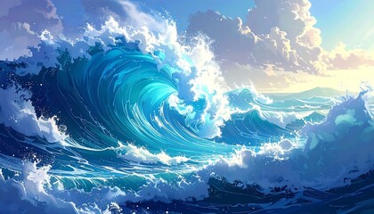 Dramatic ocean waves at sunrise (3)