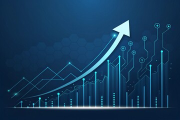 Business arrow up growth line circuit technology future trends ahead