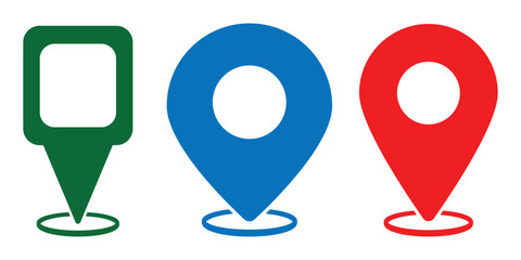 Location map pin icons set. Modern map marker collection. Pinpoint. GPS location symbol. Flat style vector.  Navigation map, location navigation icon, geo location point. eps 10