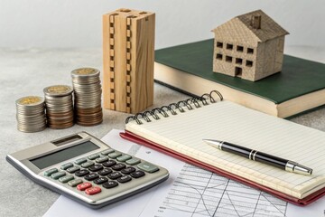 Conceptual finance still life with office supplies creativity inspiration ideas workspace