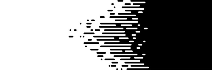 Geometric black and white pattern with optical illusion background, lines transition , dynamic shapes, distorted stripes, abstract curves, minimal modern design, vector illustration
