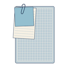 Grid Page With Paperclip Memo Notes Book Loose Leaf Paper Illustration