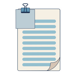 List Page With Paperclip Memo Notes Book Loose Leaf Paper Illustration