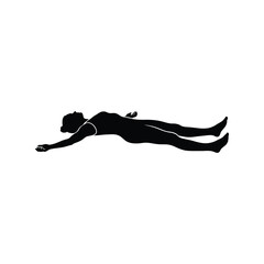 Silhouette of person lying down arms extended isolated vector