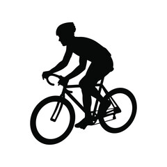 Silhouette cyclist riding bicycle sport fitness active lifestyle outdoors recreation vector