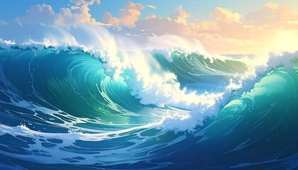 Dramatic ocean waves at sunset (1)