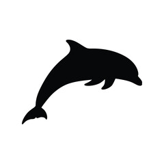 Jumping dolphin silhouette ocean marine life aquatic animal mammal freedom graceful vector