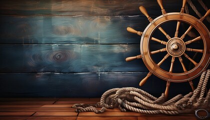 nautical theme textural antique background content slide wooden ship rustic wood planks captains wheel nets rope create a western or pirate theme concept wallpaper desktop